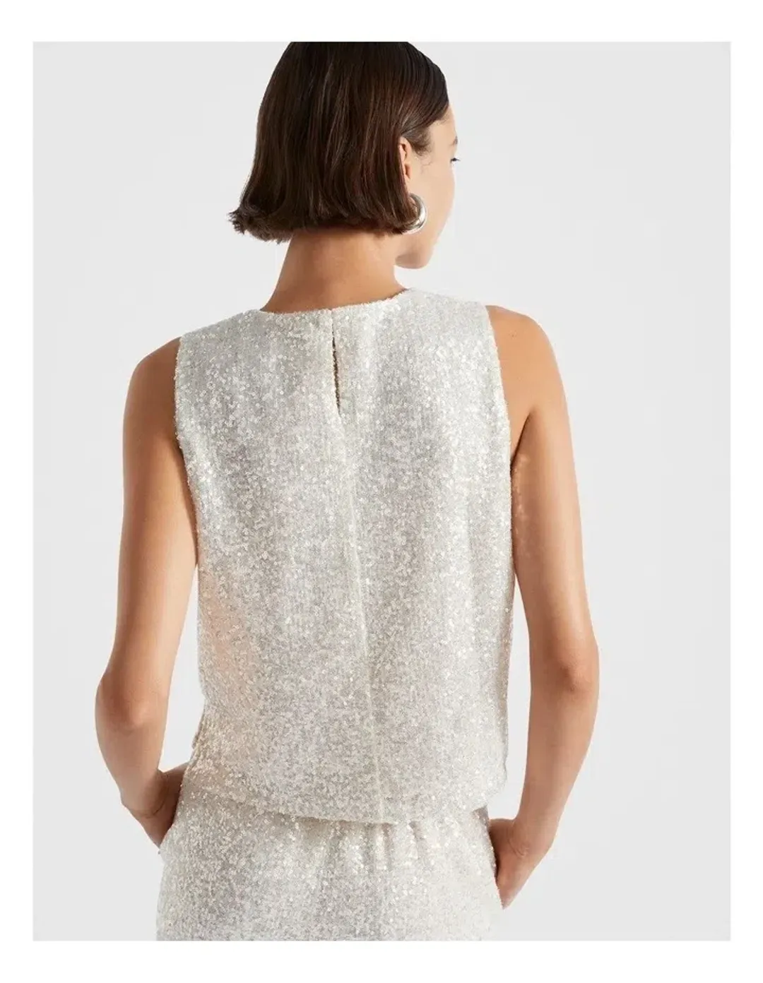 Seed Heritage Mini Sequin Top Size 8 & Pants Size 10 Set in Pearl for rent on The Volte - main image