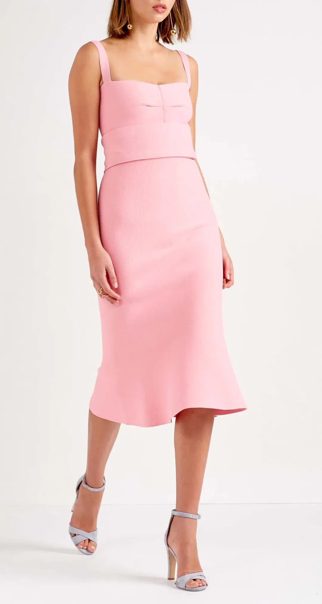 Scanlan Theodore Crepe Knit Bralette Dress Pink Size 8 for rent on The Volte - main image