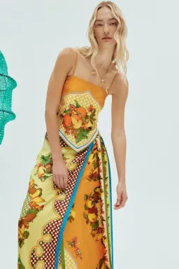 Alemais Lemonis Silk Scarf Top Size AU 8 and Silk Skirt Size AU 12 Set Multi for rent on The Volte - image 2