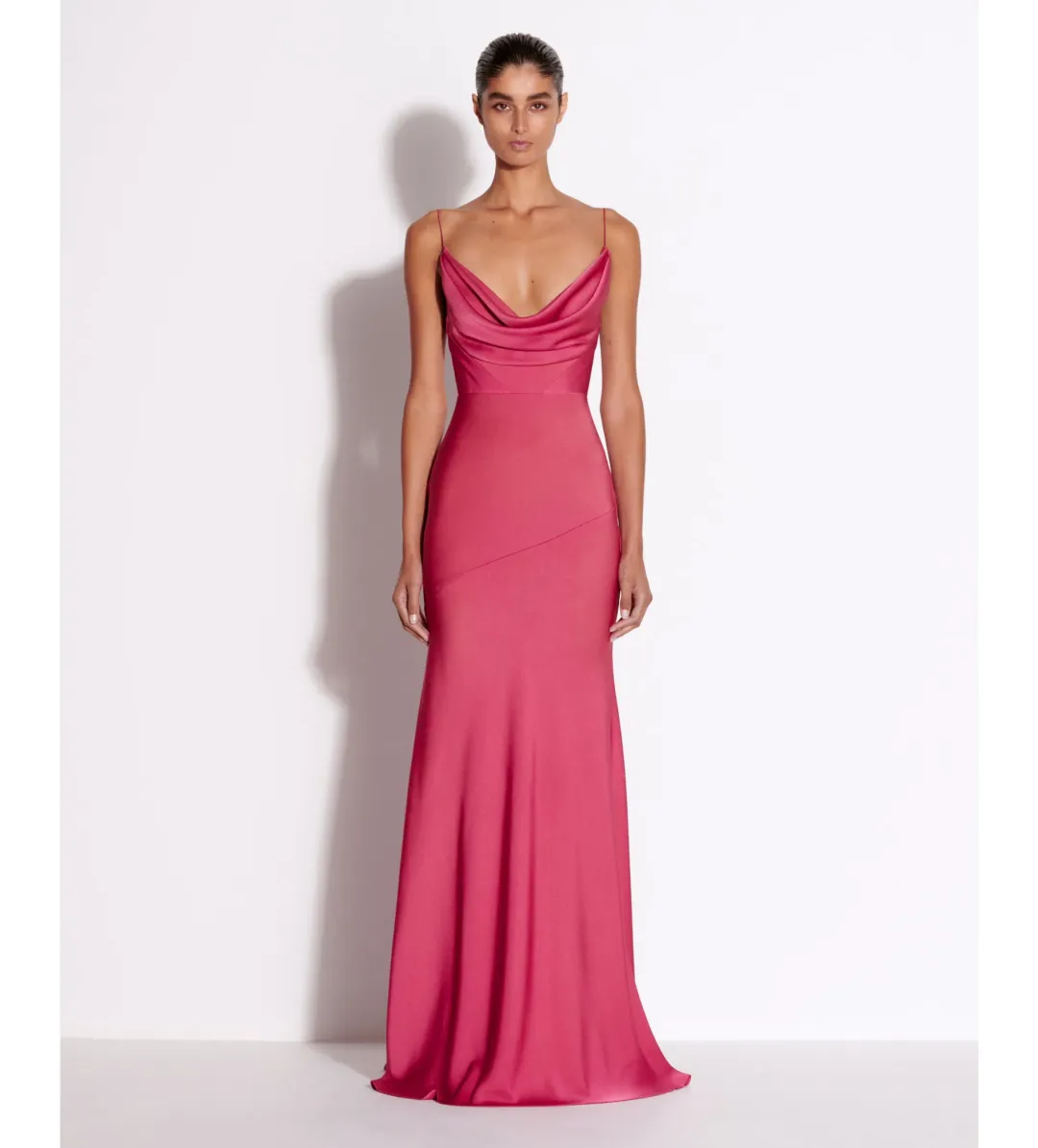 Alex Perry Bikini Cowl Drape Gown In Satin Pink Size 6 for rent on The Volte - main image