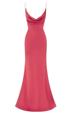 Alex Perry Bikini Cowl Drape Gown In Satin Pink Size 6 for rent on The Volte - image 3