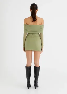 Benni Yasmin Off Shoulder Mini Dress Green Size S/Au 8  for rent on The Volte - image 5