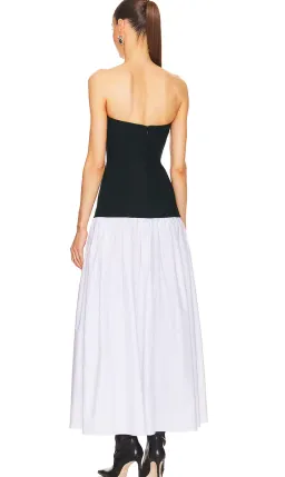 Helsa Faille Colorblock Midi Dress Black/White Size 8  for rent on The Volte - image 8
