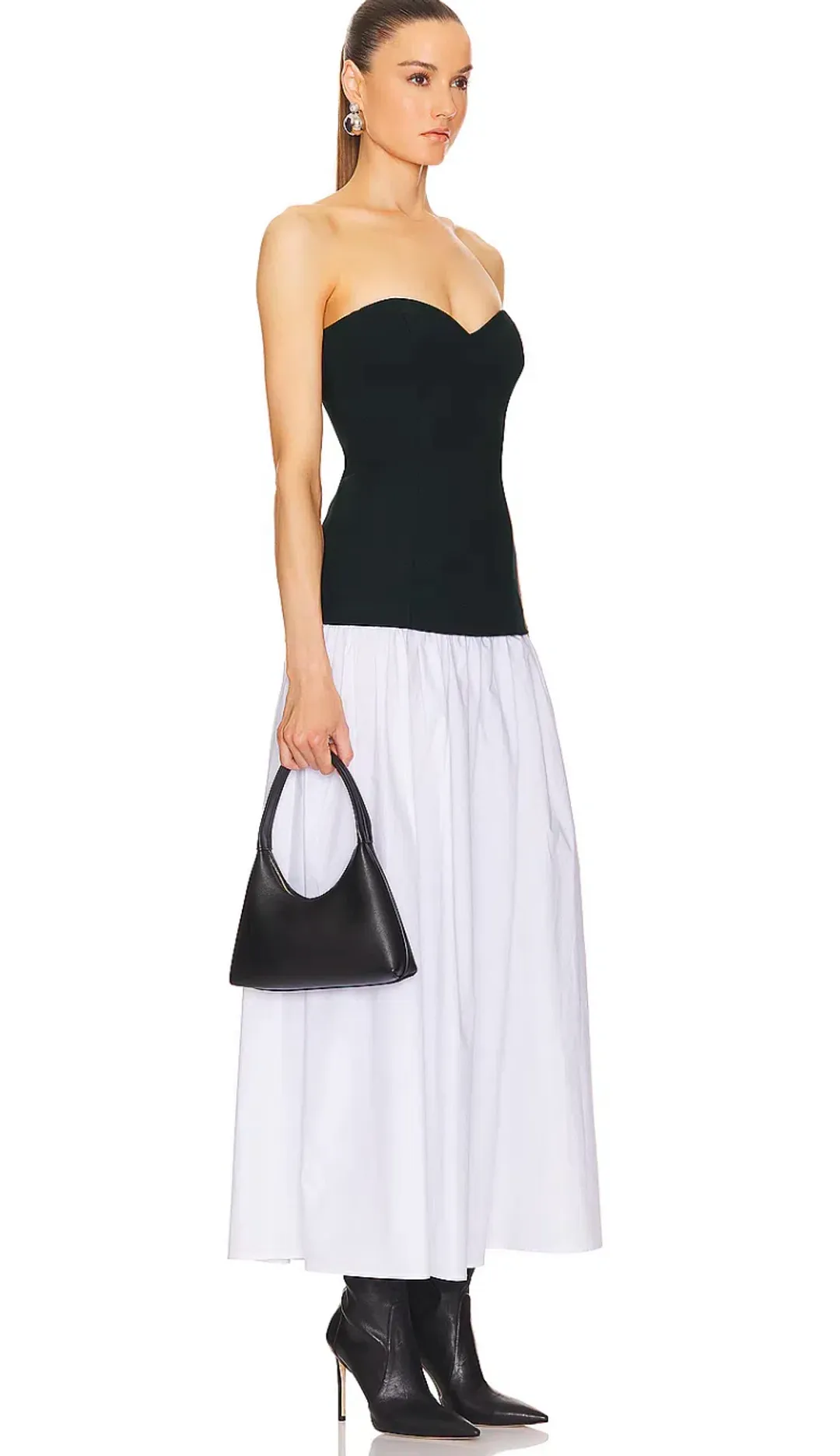 Helsa Faille Colorblock Midi Dress Black/White Size 8  for rent on The Volte - main image