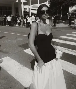 Helsa Faille Colorblock Midi Dress Black/White Size 8  for rent on The Volte - image 3