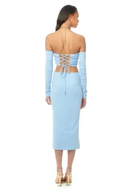 Eliya the Label Talia Cut Out Midi Dress with Sleeves Sky Blue Size 10 for rent on The Volte - image 3