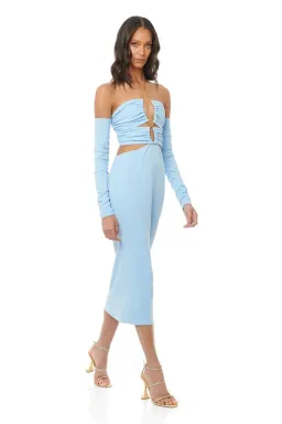 Eliya the Label Talia Cut Out Midi Dress with Sleeves Sky Blue Size 10 for rent on The Volte - image 1