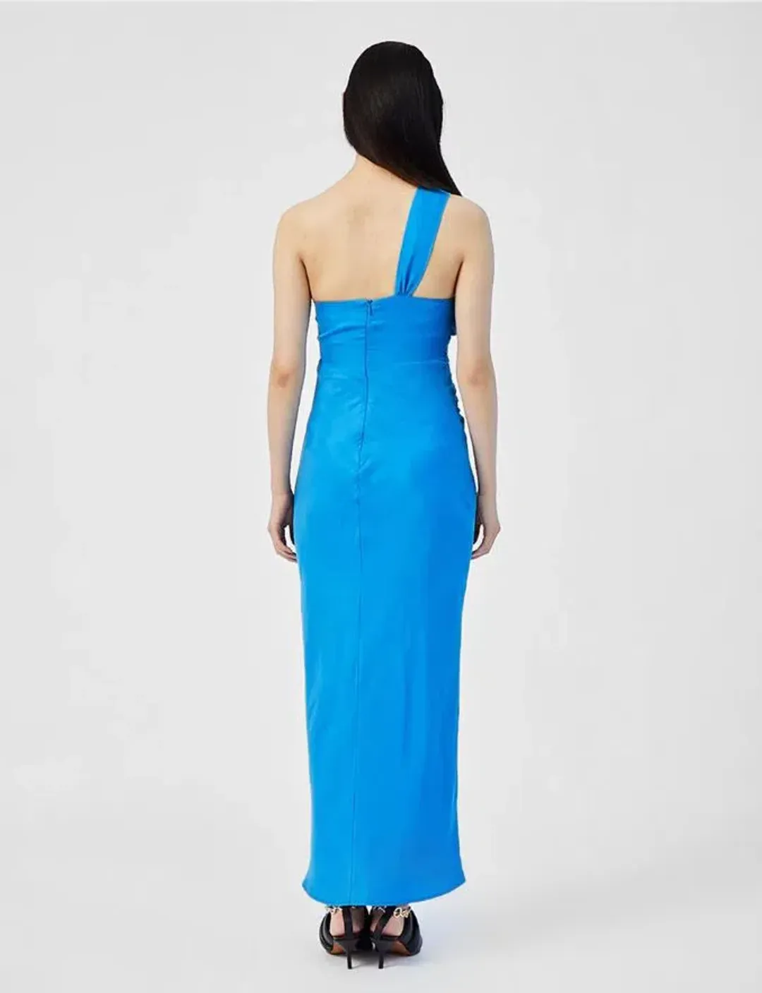 Suboo Hannah Asymmetric Strap Midi Dress Lapis Blue Size 12 for rent on The Volte - main image