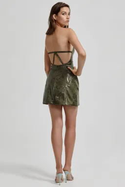 Lexi Lupita Snakeskin Dress Green Size S/Au 8  for rent on The Volte - image 2