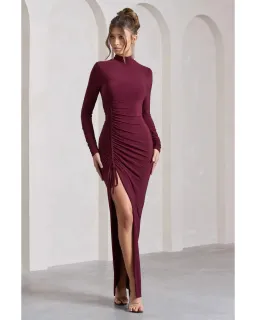 Club L London Lynn Maxi Dress Burgundy Size AU 6 for rent on The Volte - image 1