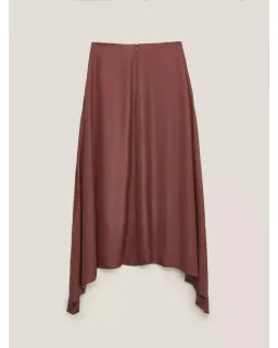 Massimo Dutti "Flowing Asymmetric" Midi Skirt Burgundy Size AU 6 for rent on The Volte - image 5