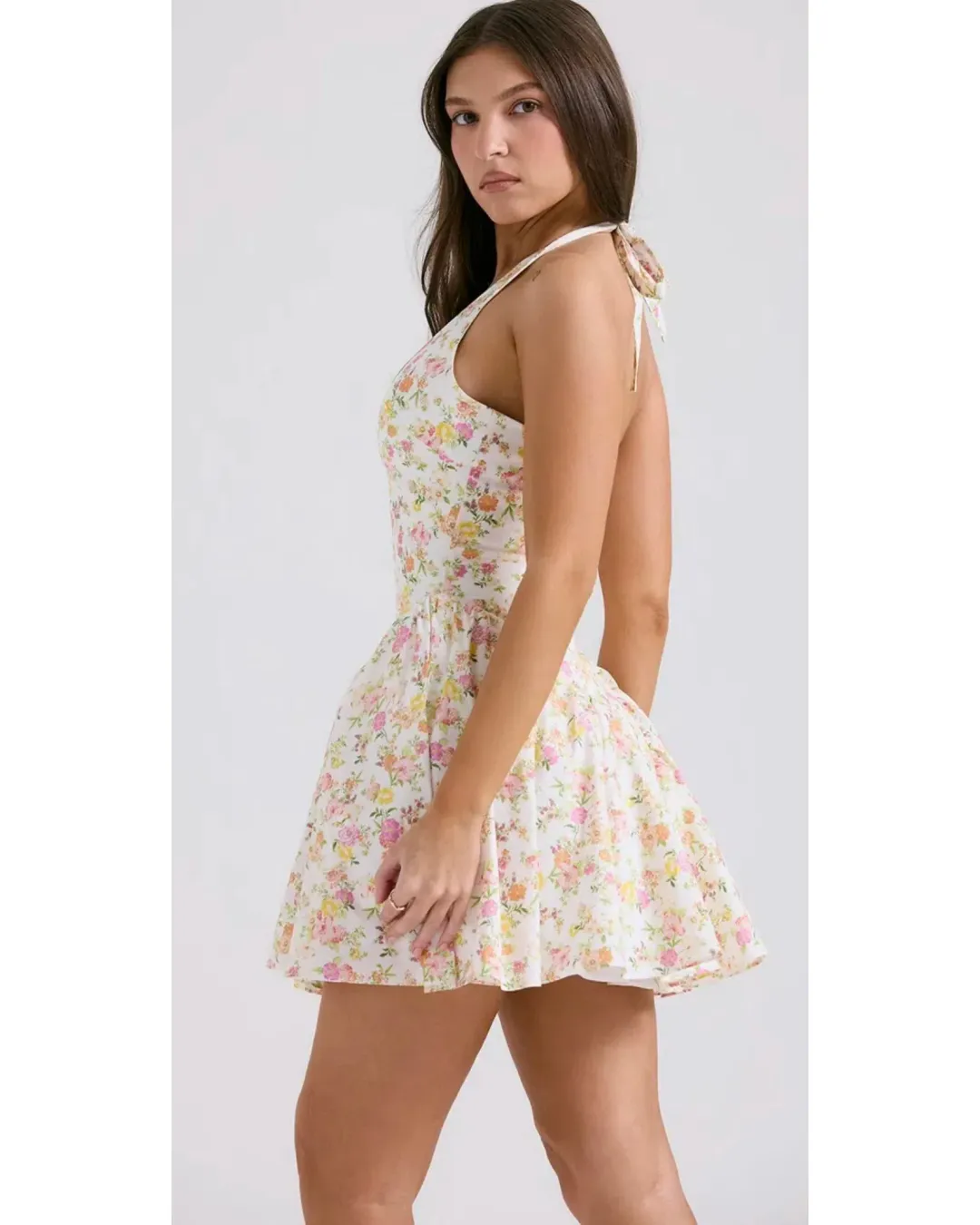 House of CB Valentia Dress Ivory Meadow Print Size AU 8 for rent on The Volte - main image