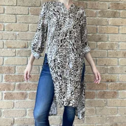 Sass & Bide "Be Kind Rewind" Longline Long Sleeve Blouse Animal Print Size 10 for rent on The Volte - image 2