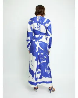 Christopher Esber Ruched Disconnect Dress Blue/White Size AU 8 for rent on The Volte - image 4