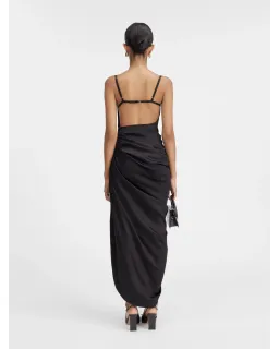 Jacquemus La Saudade longue brodée Dress Black Size AU 8 for rent on The Volte - image 3