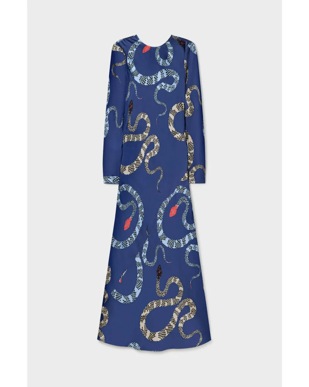 Silk Laundry Full Sleeve Bias Dress Blue Snakes Size AU 8 for rent on The Volte - main image