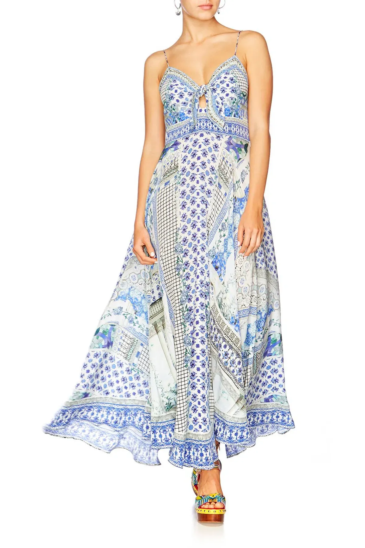Camilla Salvador Summer Tie Front Long Dress Print Size M / AU 12 for rent on The Volte - main image