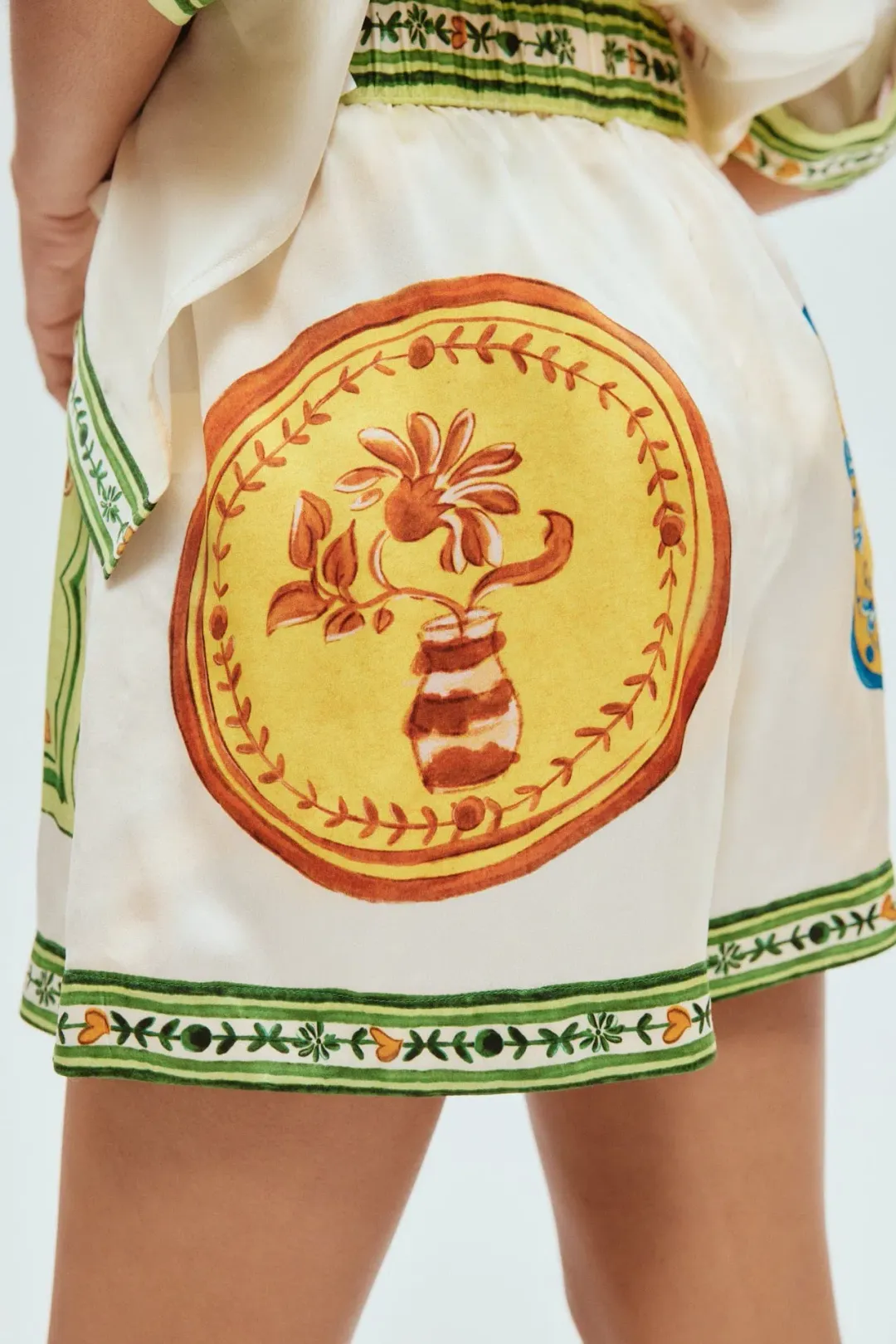 Alemais Porcelain Silk Shirt Size 6 and Shorts Size 4 Set Multi  for rent on The Volte - main image