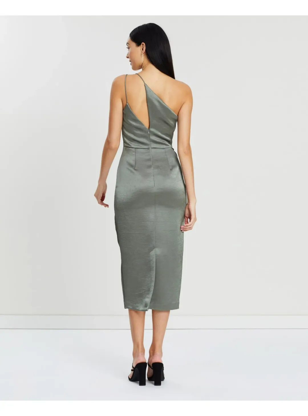 Bec & Bridge Mila Asymmetric Midi Dress Green Size AU 6 for rent on The Volte - main image