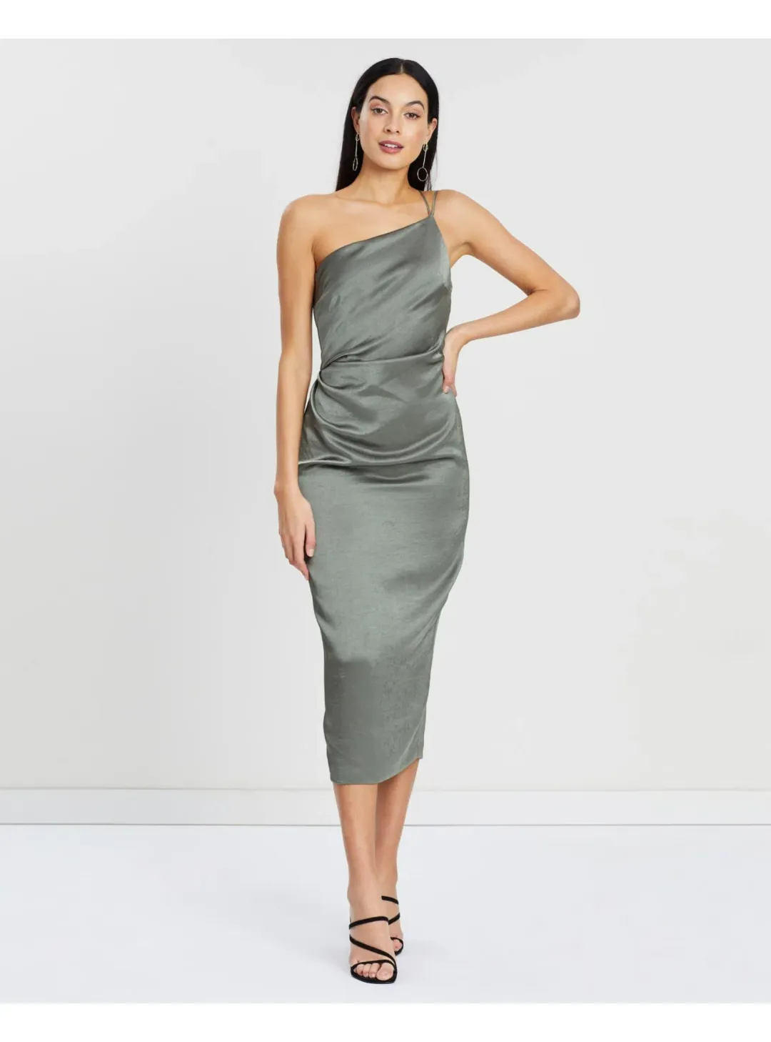 Bec & Bridge Mila Asymmetric Midi Dress Green Size AU 6 for rent on The Volte - main image