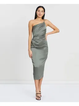 Bec & Bridge Mila Asymmetric Midi Dress Green Size AU 6 for rent on The Volte - image 1