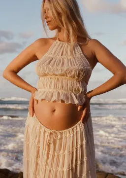 Arcina Ori Juliette Halter Top & Maxi Skirt Set Warm Cream Size S / AU 8 for rent on The Volte - image 7