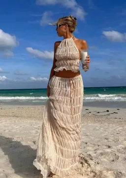 Arcina Ori Juliette Halter Top & Maxi Skirt Set Warm Cream Size S / AU 8 for rent on The Volte - image 4