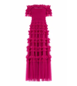 Needle And Thread Lisette Ruffle Off Shoulder Gown Fuschia Size 12 for rent on The Volte - image 1