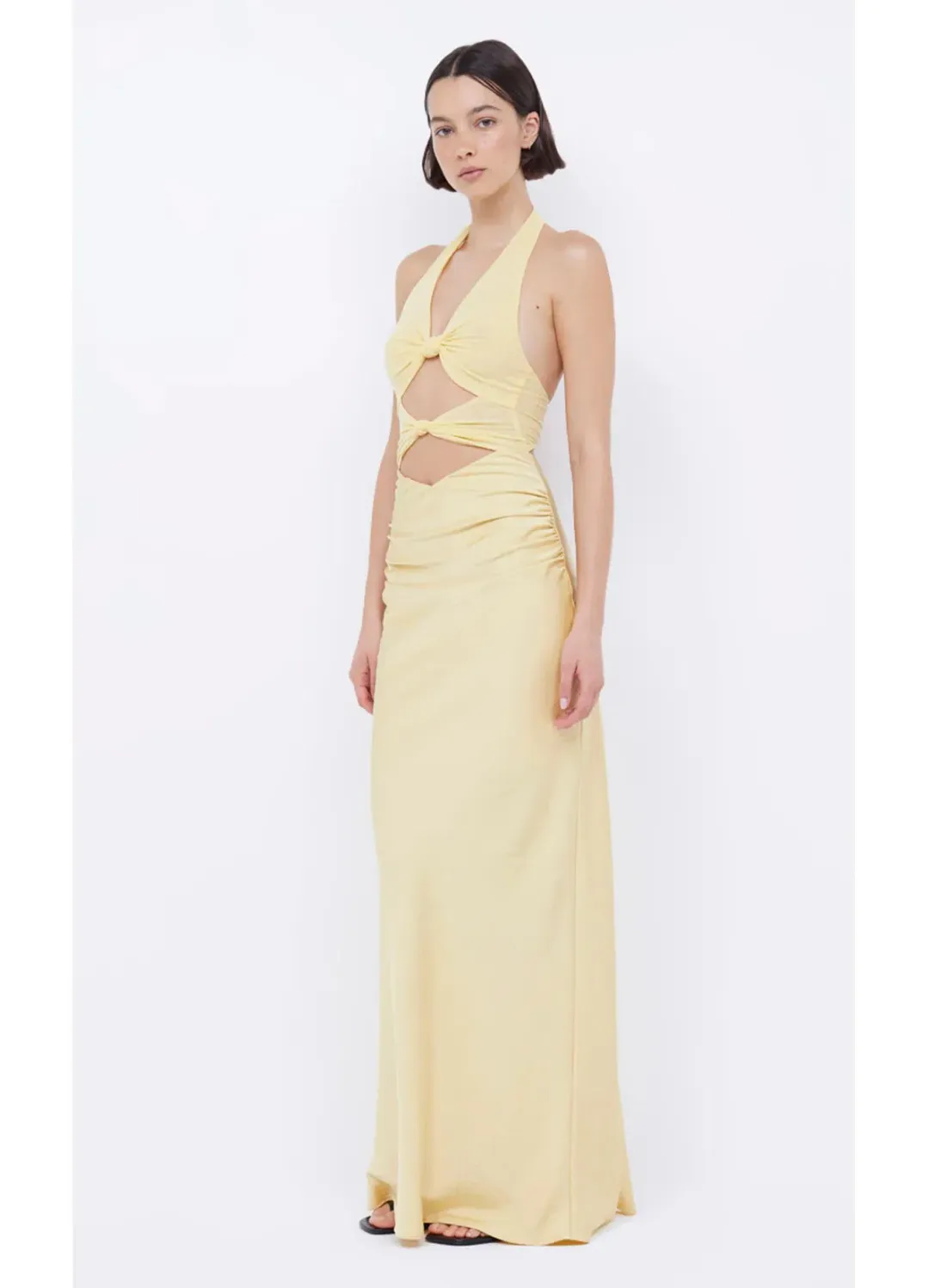 Bec & Bridge Solare Halter Dress Citrus Yellow Size S/AU 8 for rent on The Volte - main image