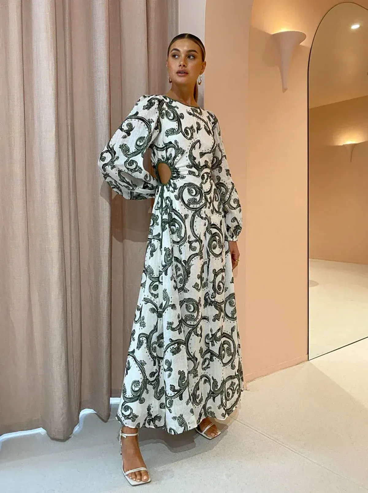 Kate Ford Zelie Cut Out Dress Valentina Print Size 1 / AU 8 for rent on The Volte - main image