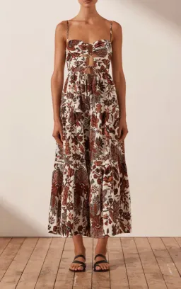 Shona Joy Catalina Lace Up Backless Midi Dress Print Size 8 for rent on The Volte - image 2