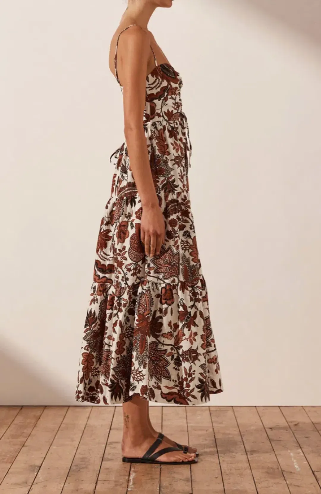 Shona Joy Catalina Lace Up Backless Midi Dress Print Size 8 for rent on The Volte - main image