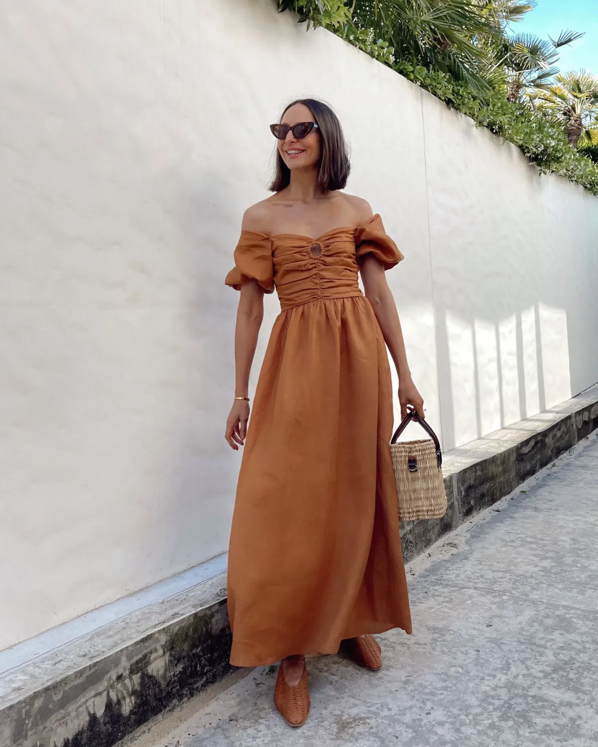 Dissh Malik Linen Midi Dress Tangerine Size 8 for rent on The Volte - main image