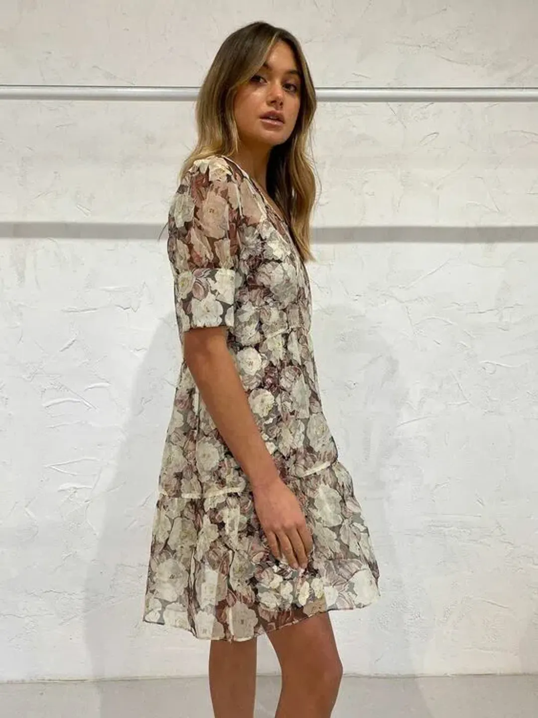 Sir the Label Sofia Puff Sleeve Mini Dress Multi Size 6 for rent on The Volte - main image