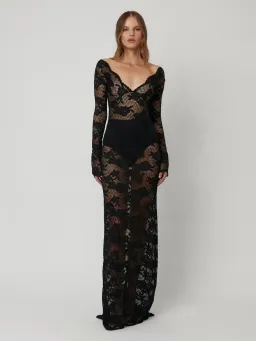 Effie Kats Milano Lace Gown Black Size XS / AU 6 for rent on The Volte - image 1