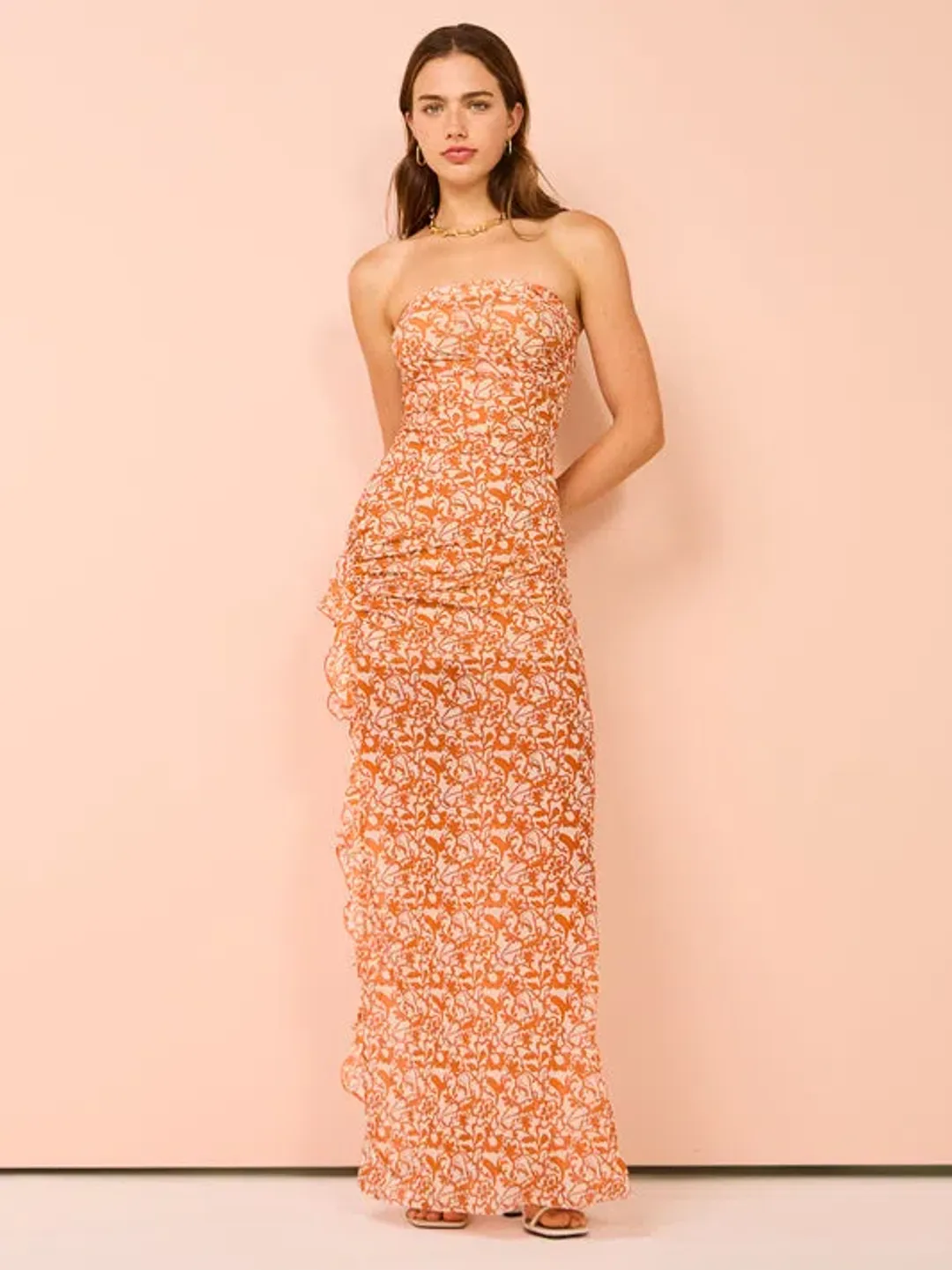 Bec & Bridge Firefly Strapless Midi Dress in Fiesta Floral Size 6  for rent on The Volte - main image