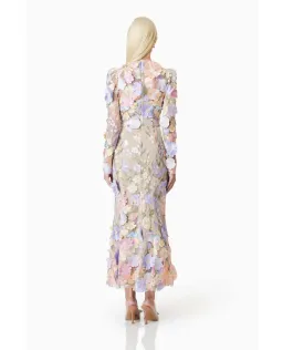 Elliatt Shannon 3D Floral Midi Dress In Purple Floral Size M/ AU 10 for rent on The Volte - image 4