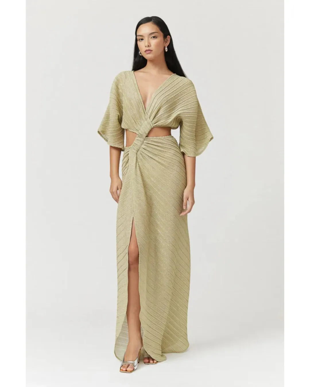 Suboo Stevie Cross-over Midi Dress in Gold Size AU 6 for rent on The Volte - main image