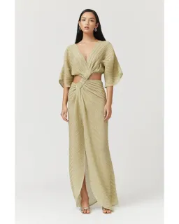 Suboo Stevie Cross-over Midi Dress in Gold Size AU 6 for rent on The Volte - image 2