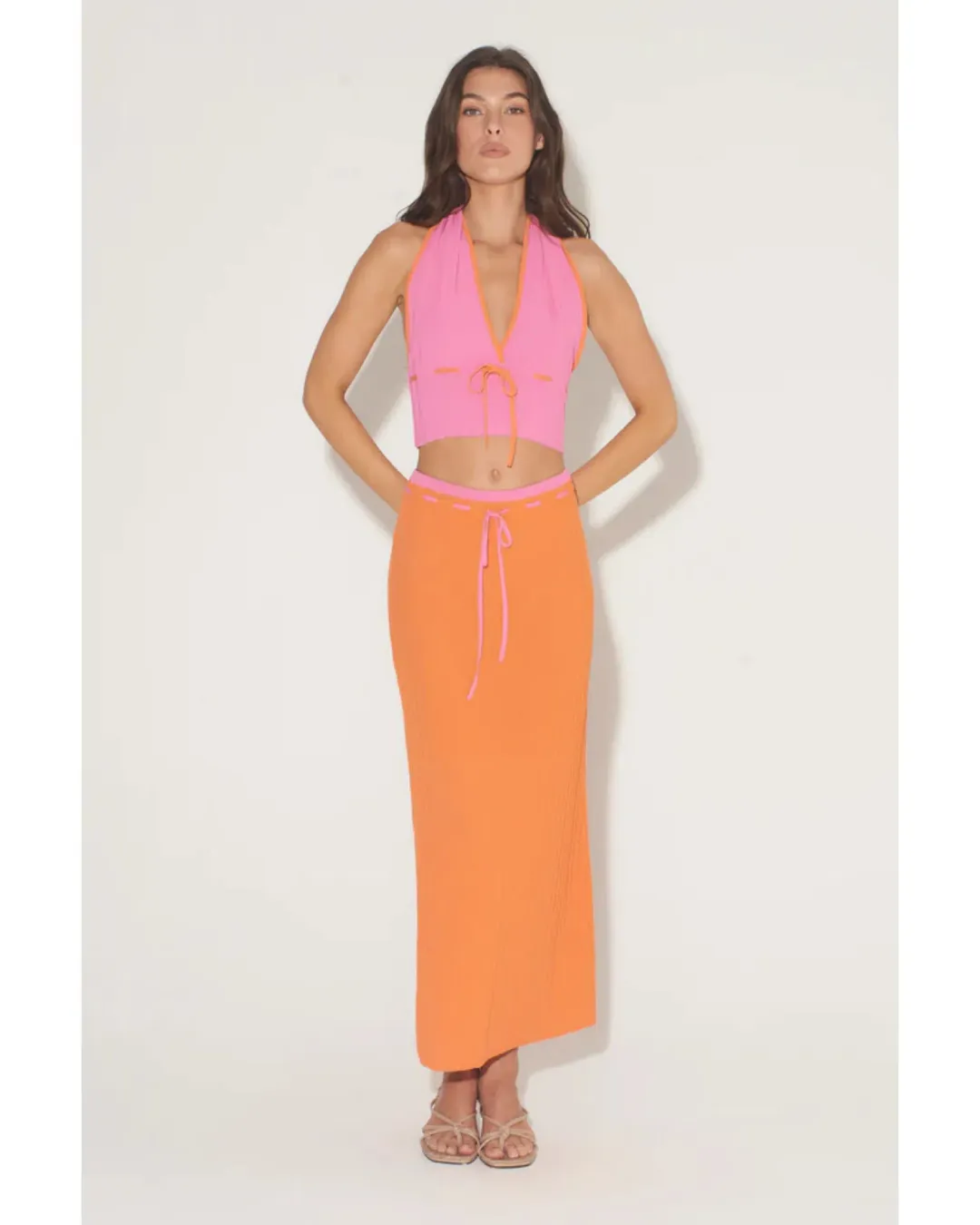 Hansen & Gretel Frankie Top Size XXS / AU 4 and Lacey Skirt Size XS / AU 6 Set Grapefruit for rent on The Volte - main image