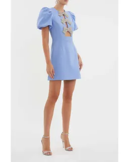 Rebecca Vallance Juliana Puff Sleeve Mini Dress in Blue Size AU 14 for rent on The Volte - image 2