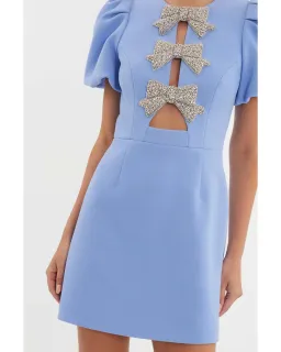 Rebecca Vallance Juliana Puff Sleeve Mini Dress in Blue Size AU 14 for rent on The Volte - image 3