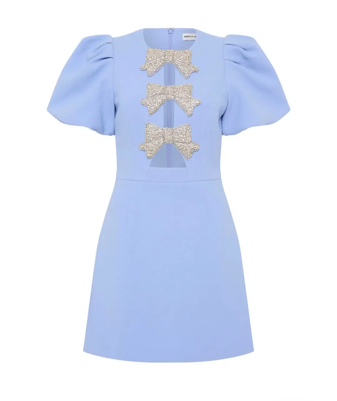 Rebecca Vallance Juliana Puff Sleeve Mini Dress in Blue Size AU 14 for rent on The Volte - main image