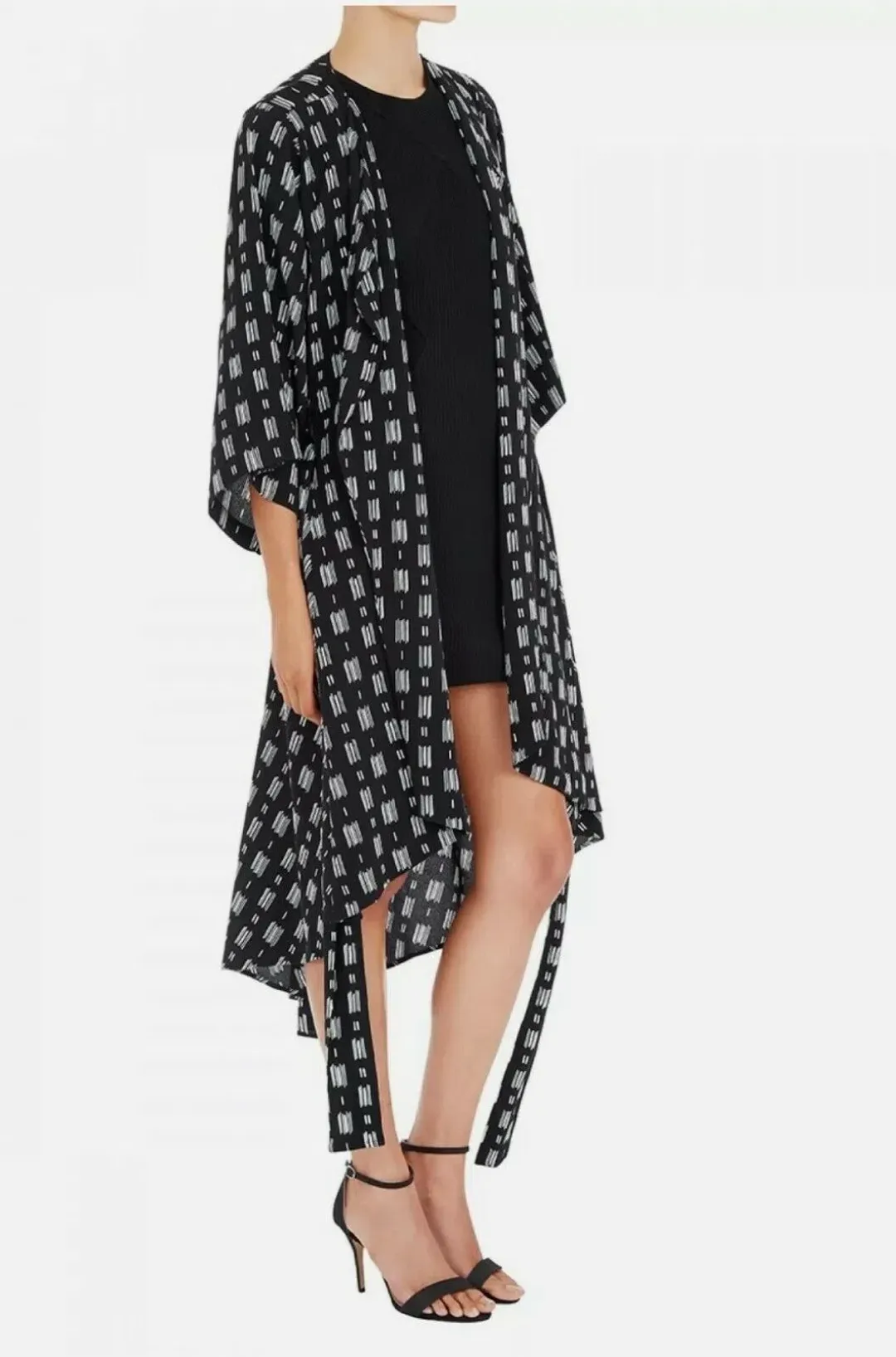 Sass & Bide The It Of You Kimono Robe Dress Black Print Size 6 for rent on The Volte - main image