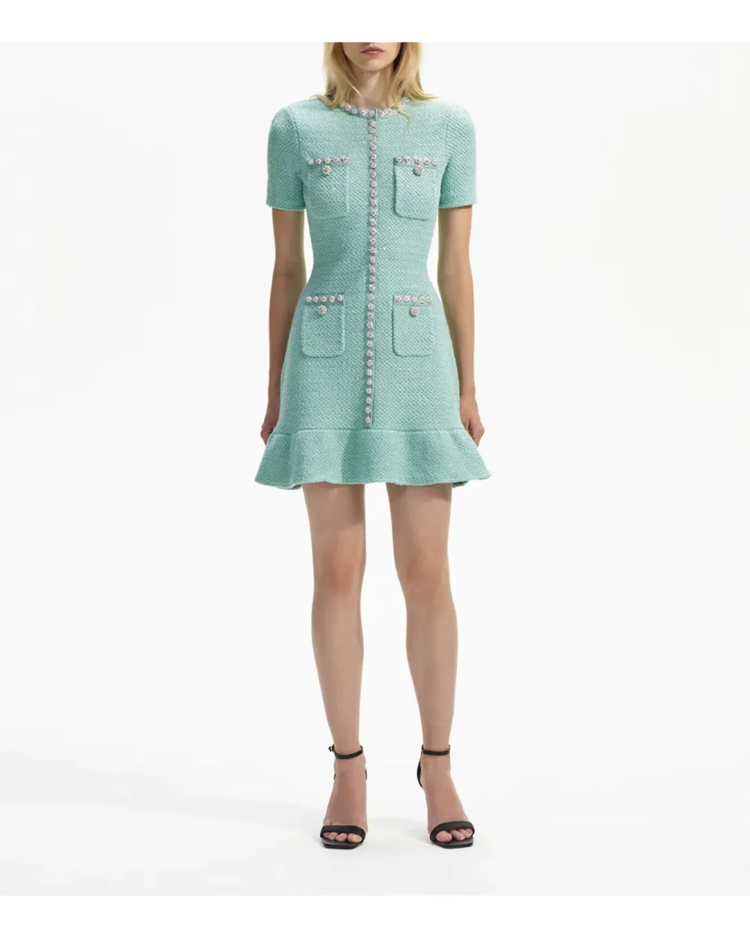 Self Portrait Embellished Mini Dress in Mint Size AU 8 for rent on The Volte - main image