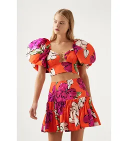 Aje Vivid Camellia Floral Marcel Nikki Crop Top Skirt Set Size 6 for rent on The Volte - image 2