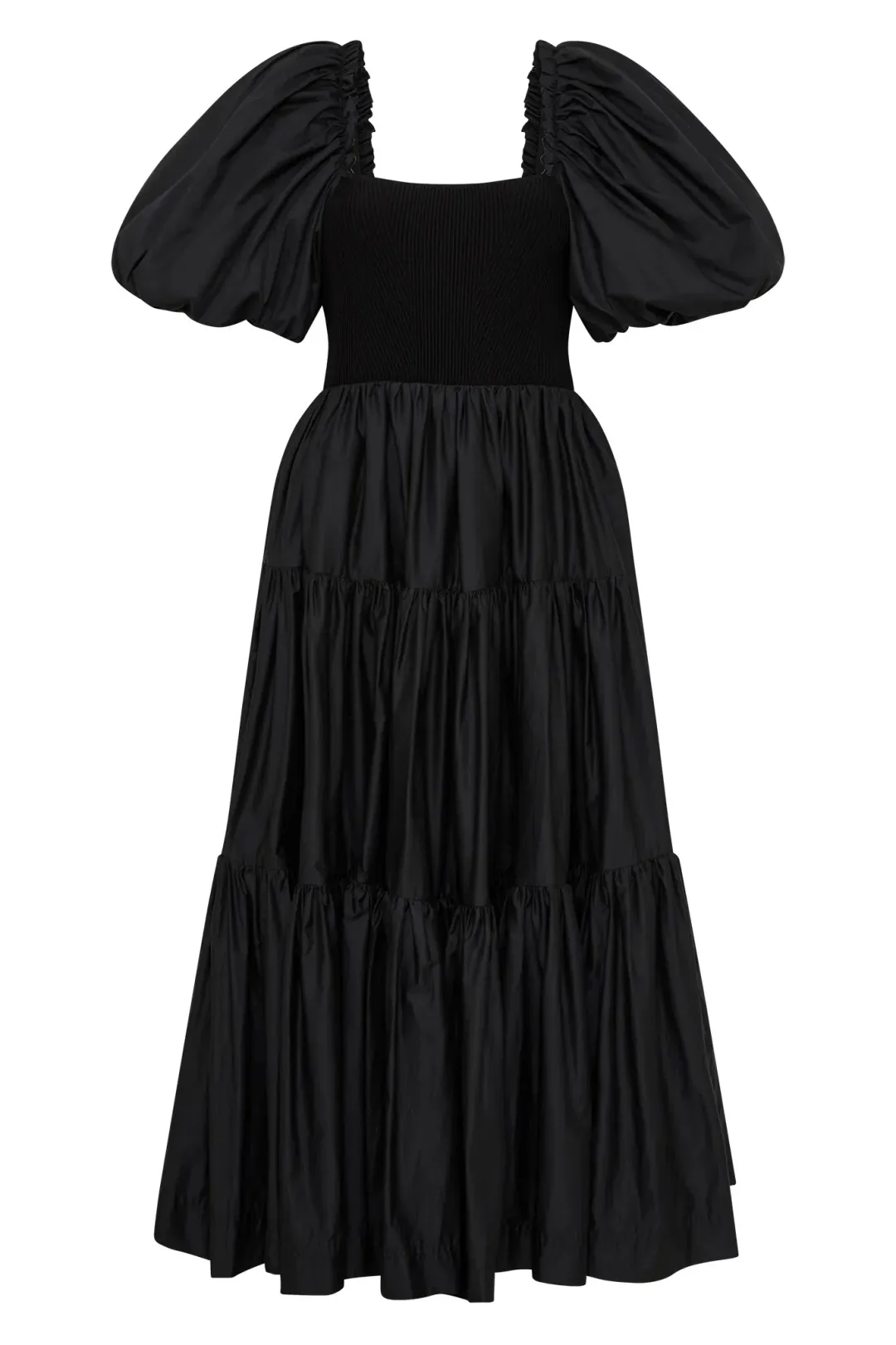Aje Casa Puff Sleeve Midi Dress Black Size 14 for rent on The Volte - main image