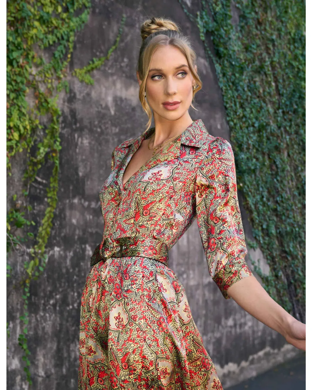 Leona Edmiston Demi 'Belle Epoch' Silk Shirtdress Multi Size 3 / AU 14 for rent on The Volte - main image