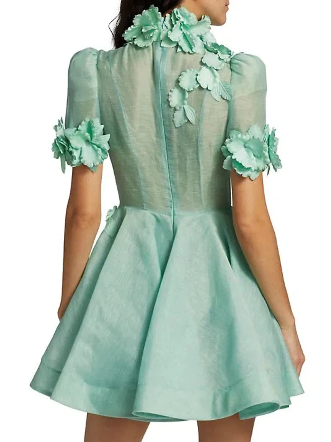 Zimmermann High Tide Lift Off Flower Mini Dress Green Size 0p /4 to 6 for rent on The Volte - main image