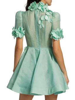 Zimmermann High Tide Lift Off Flower Mini Dress Green Size 0p /4 to 6 for rent on The Volte - image 3